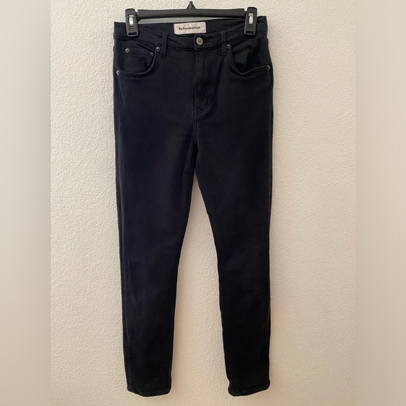 Reformation High & Skinny Black Wash Jeans Size 27 Made in Turkey - Picture 1 of 9